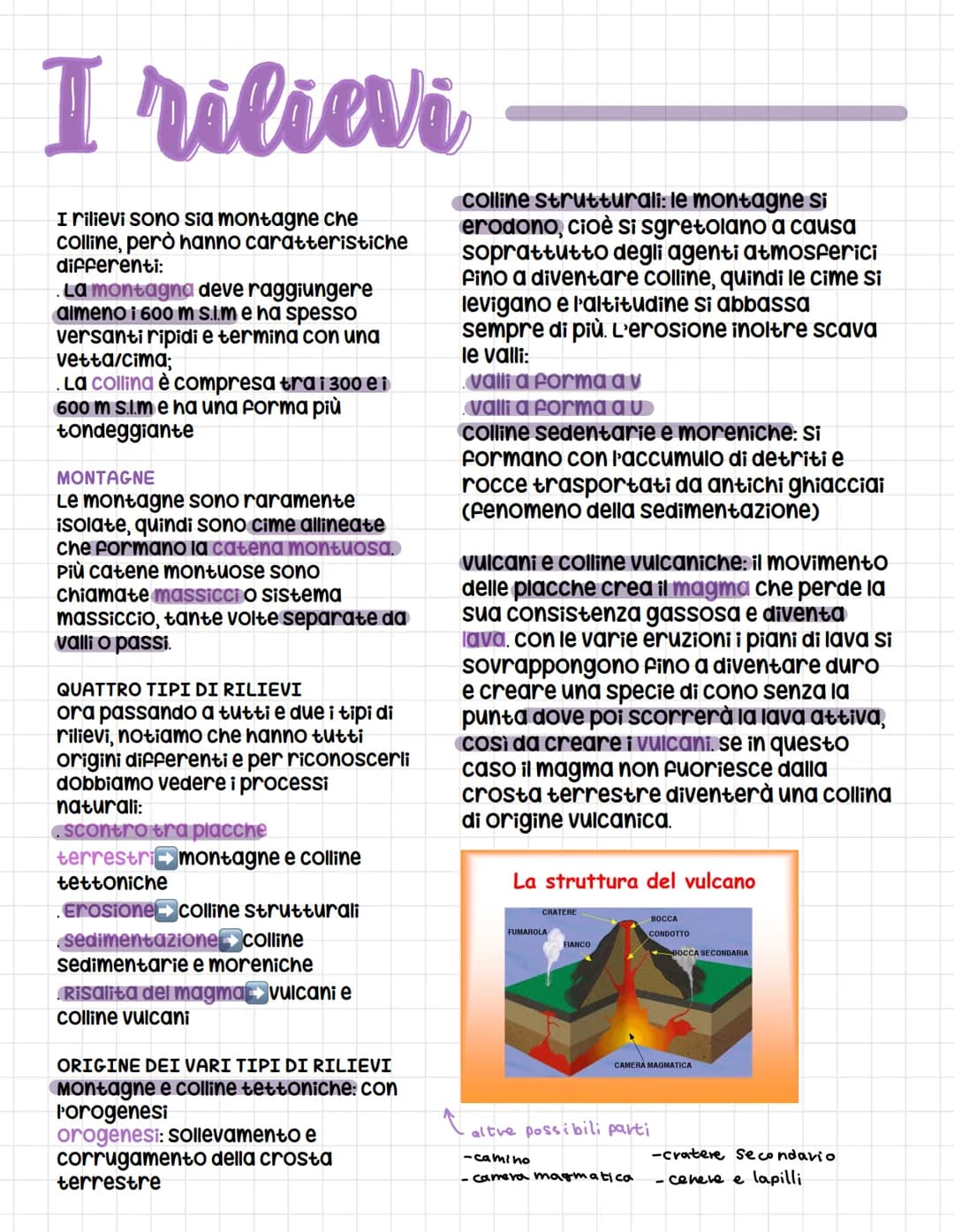 I rilievi
I rilievi sono sia montagne che
colline, però hanno caratteristiche
differenti:
La montagna deve raggiungere
almeno i 600 m s.l.m 