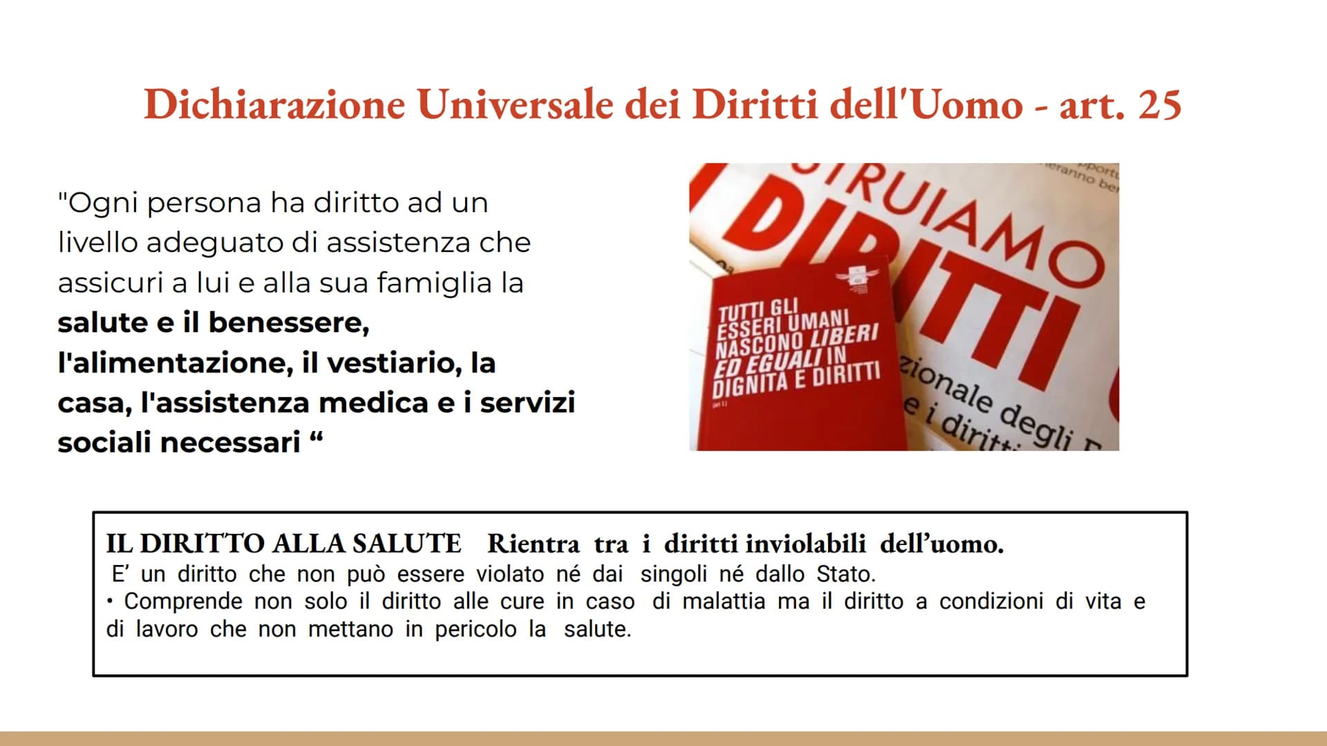 Il Diritto
alla salute
Articolo 32 della costituzione "La Repubblica tutela la
salute come fondamentale
dell'individuo e interesse
della col