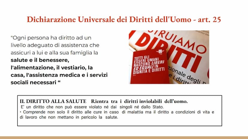 Il Diritto
alla salute
Articolo 32 della costituzione "La Repubblica tutela la
salute come fondamentale
dell'individuo e interesse
della col