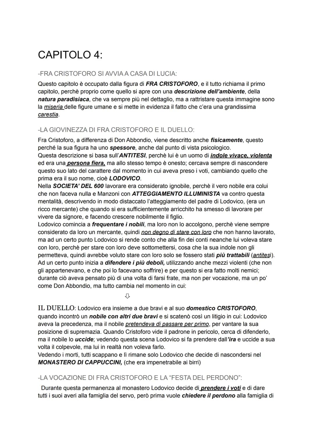 CAPITOLO 4:
-FRA CRISTOFORO SI AVVIA A CASA DI LUCIA:
Questo capitolo è occupato dalla figura di FRA CRISTOFORO, e il tutto richiama il prim
