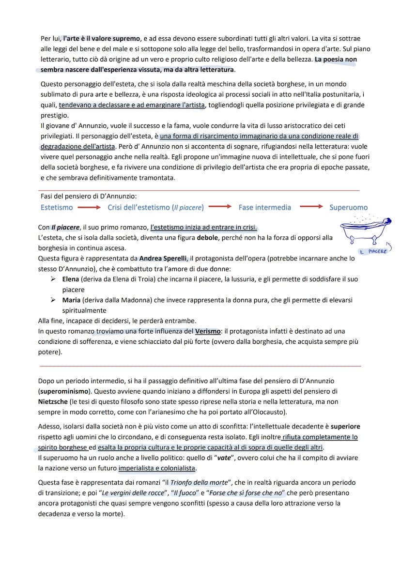 Gabriele D'Annunzio
D'Annunzio influenzò la letteratura con la sua produzione sovrabbondante; un influsso altrettanto profondo
esercitò sull