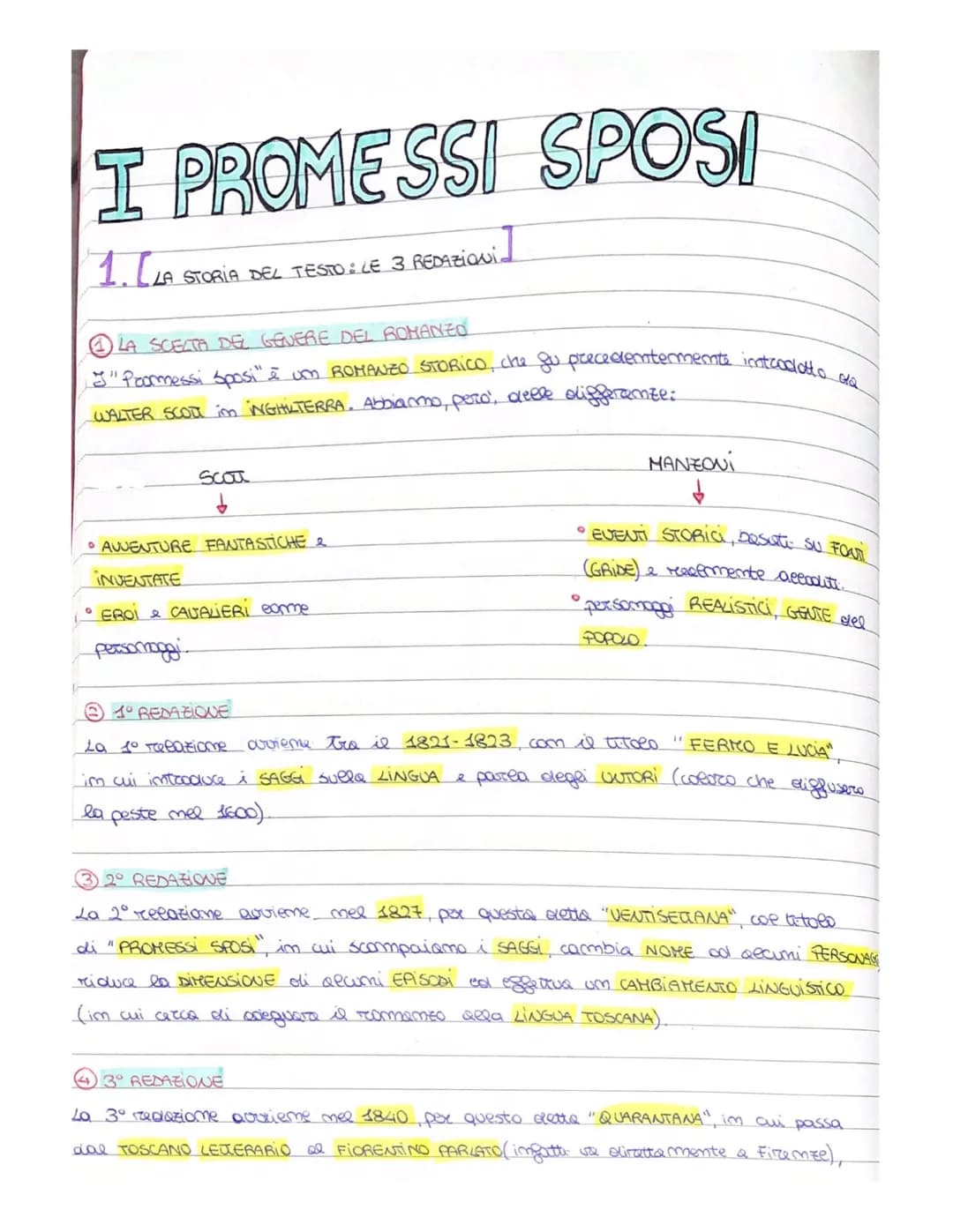 I PROMESSI SPOSI
1. [LA STORIA DEL TESTO: LE 3 REDAZION:]
LA SCELTA DEL GENERE DEL ROMANZO
"5" Promessi Sposi" & um ROMANZO STORICO, che gu 
