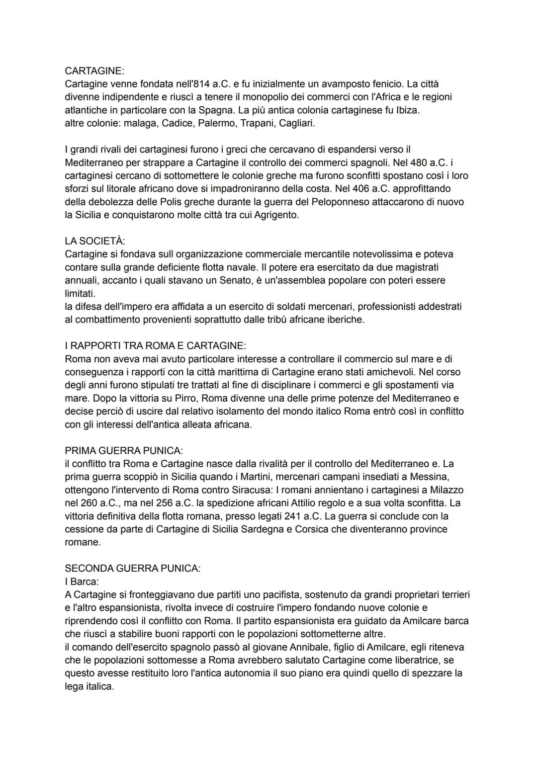 CARTAGINE:
Cartagine venne fondata nell'814 a.C. e fu inizialmente un avamposto fenicio. La città
divenne indipendente e riuscì a tenere il 