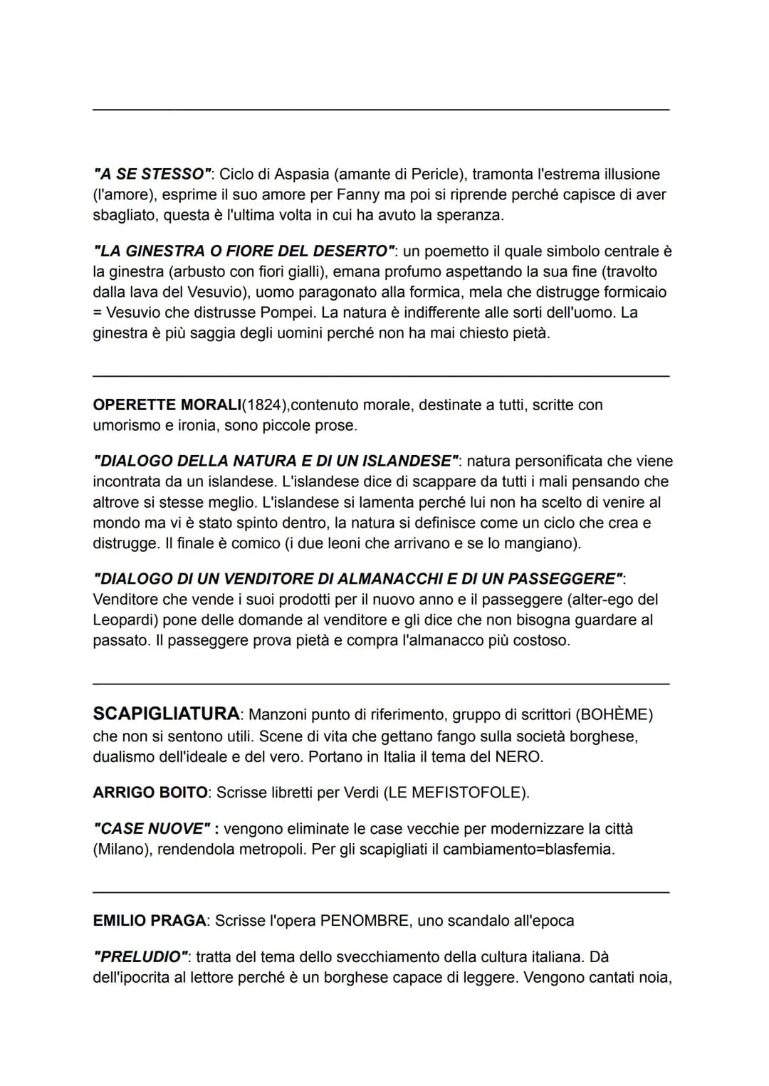ITALIANO
GIACOMO LEOPARDI (1798-1837)
VITA: nasce a Recanati, è un poeta a sé stante. Definito un classicista-romantico, è
un uomo solo, stu