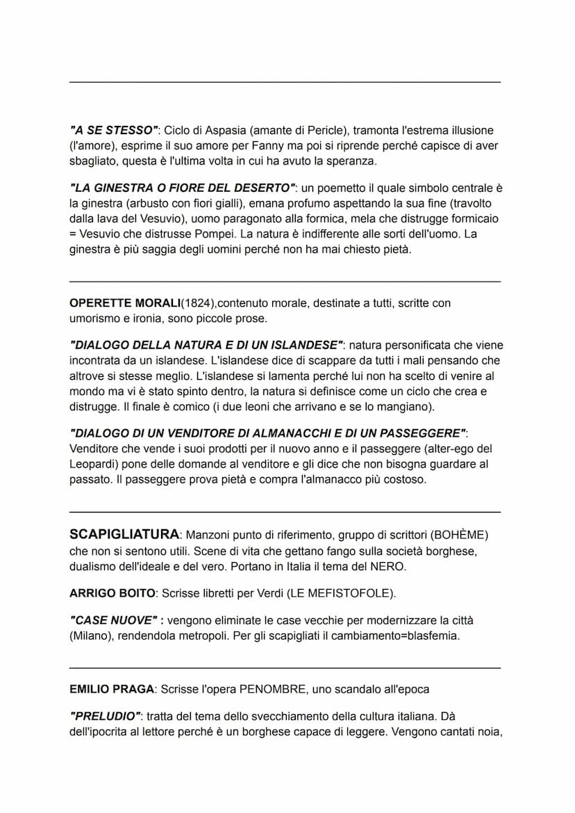 ITALIANO
GIACOMO LEOPARDI (1798-1837)
VITA: nasce a Recanati, è un poeta a sé stante. Definito un classicista-romantico, è
un uomo solo, stu