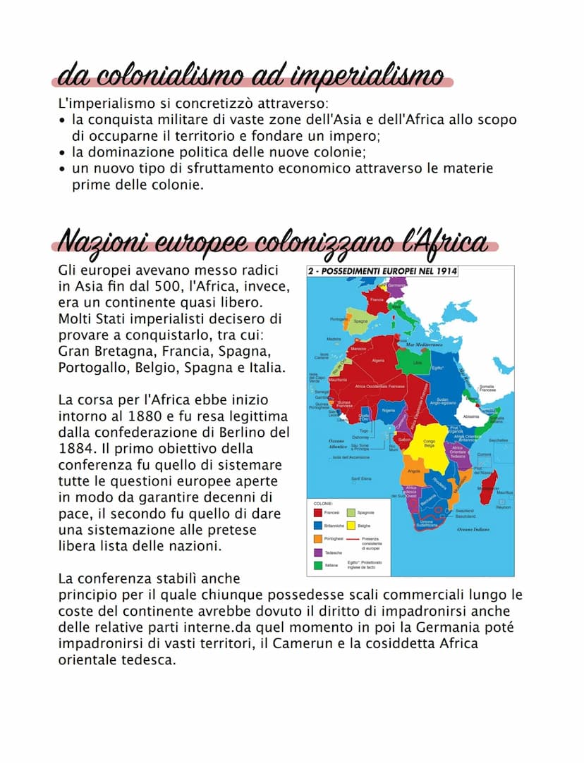 Imperialismo e
colonialismo
l'Europa tende ad espandersi
Il colonialismo nasce
intorno al 1850 e il
1860, la situazione era
la seguente:
• l