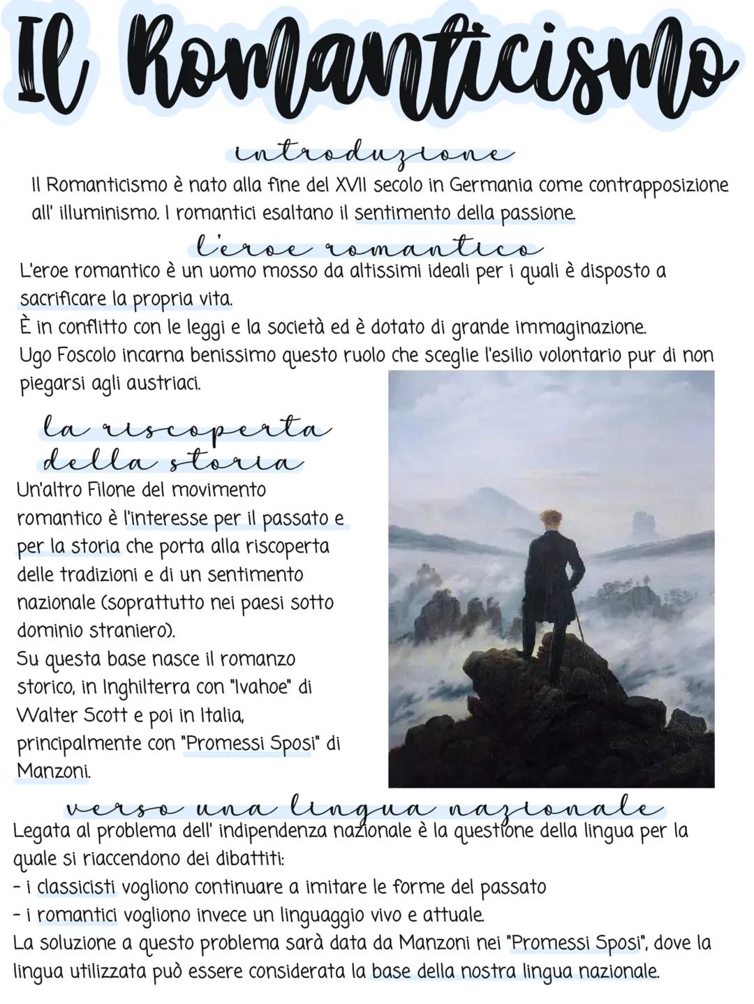 Il Romanticismo
introduzione
Il Romanticismo è nato alla fine del XVII secolo in Germania come contrapposizione
all' illuminismo. I romantic