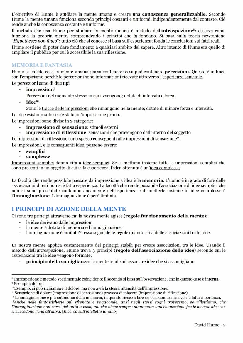 DAVID HUME
David Hume è un filosofo empirista¹ del '700. La sua riflessione interessa dal punto di vista gnoseologico
perché sviluppa una vi
