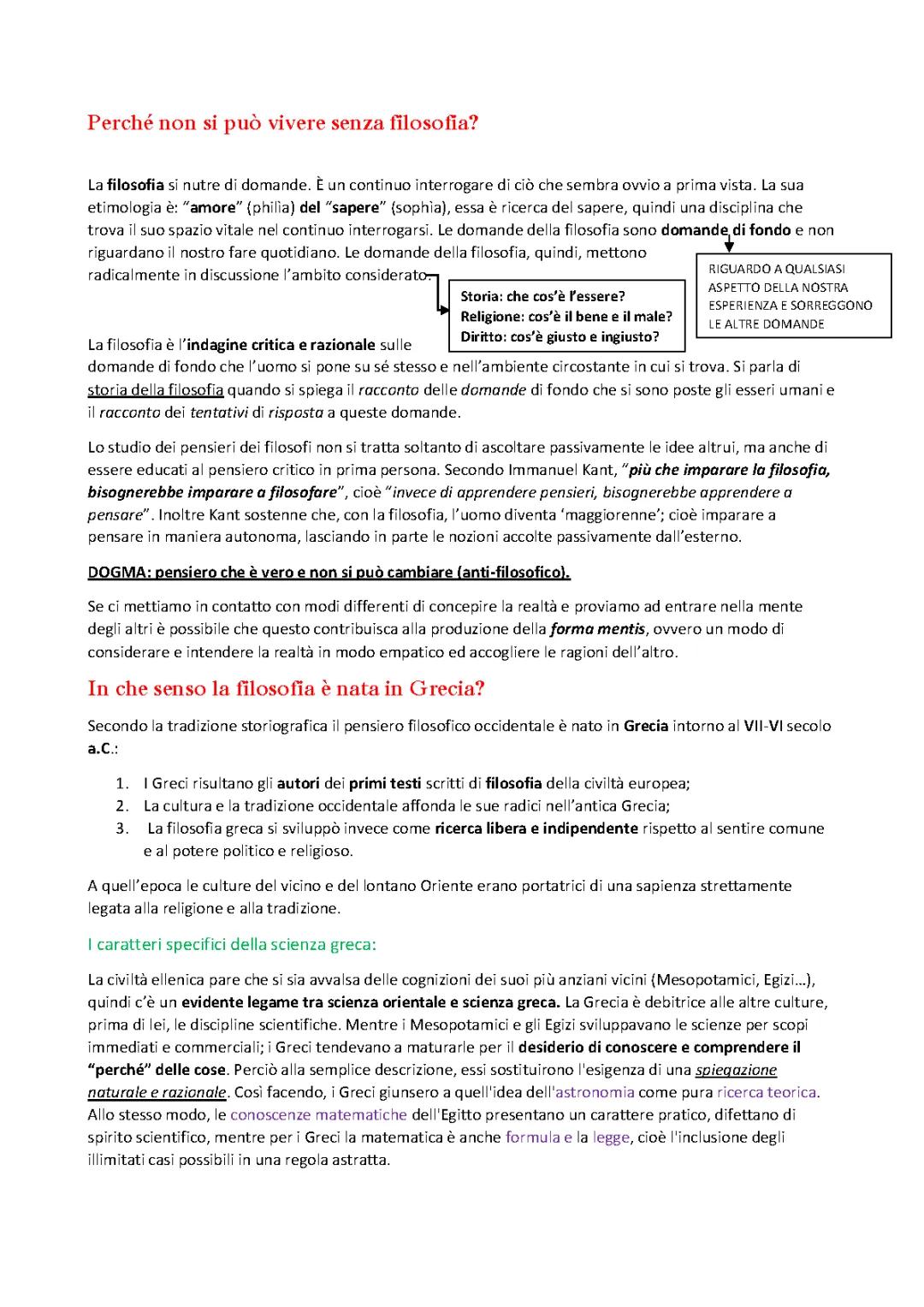La nascita della filosofia e i primi filosofi.