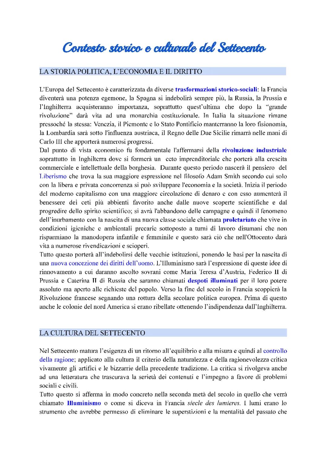 Illuminismo e Letteratura Italiana: Goldoni, Parini e Alfieri (PDF)