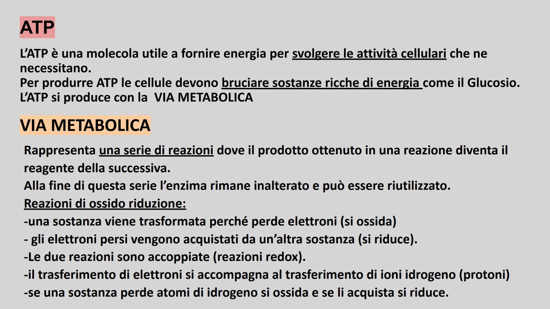 METABOLISMO ENERGETICO
insieme delle reazioni chimiche utilizzate dalla cellula per
produrre ATP. ATP
L'ATP è una molecola utile a fornire e