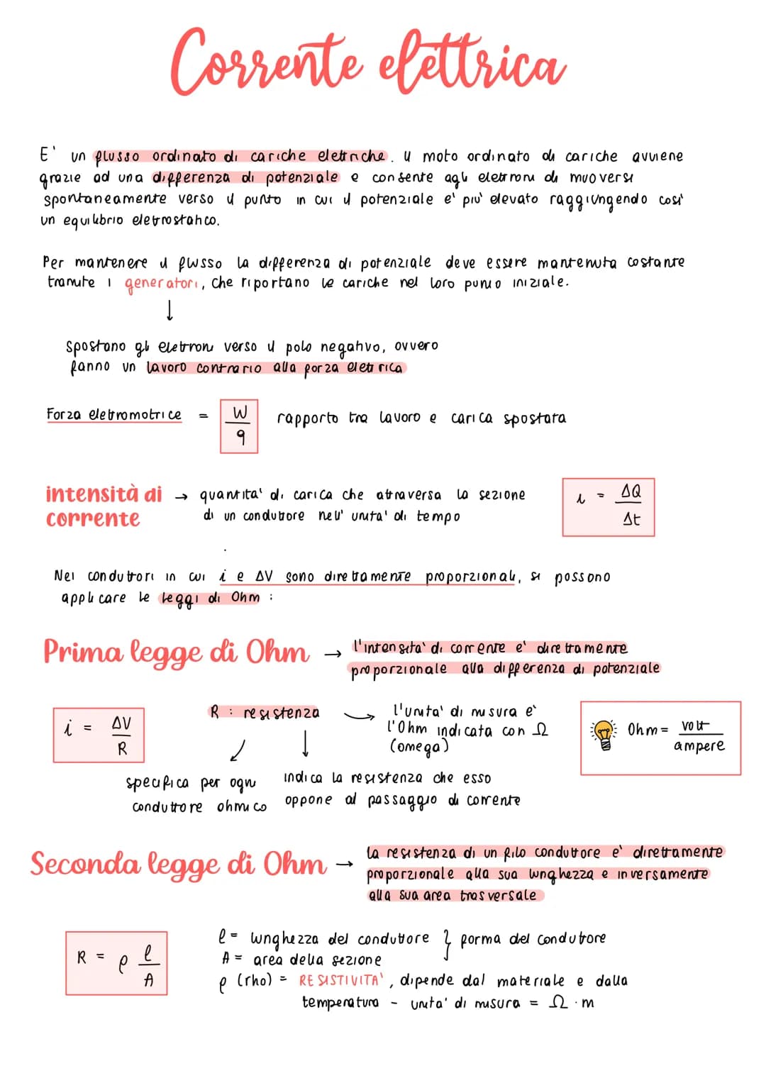Corrente elettrica
E' un plusso ordinato di cariche elettriche. I moto ordinato di cariche avviene
grazie ad una differenza di potenziale e 