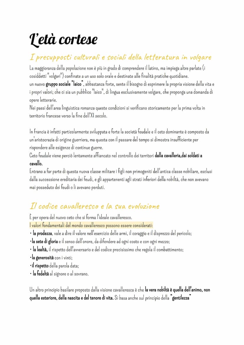 Letteratura
Il medioevo latino
Società e cultura
I primi testi letterari in volgare (la lingua parlata dal vulgus, il "popolo", distinta dal