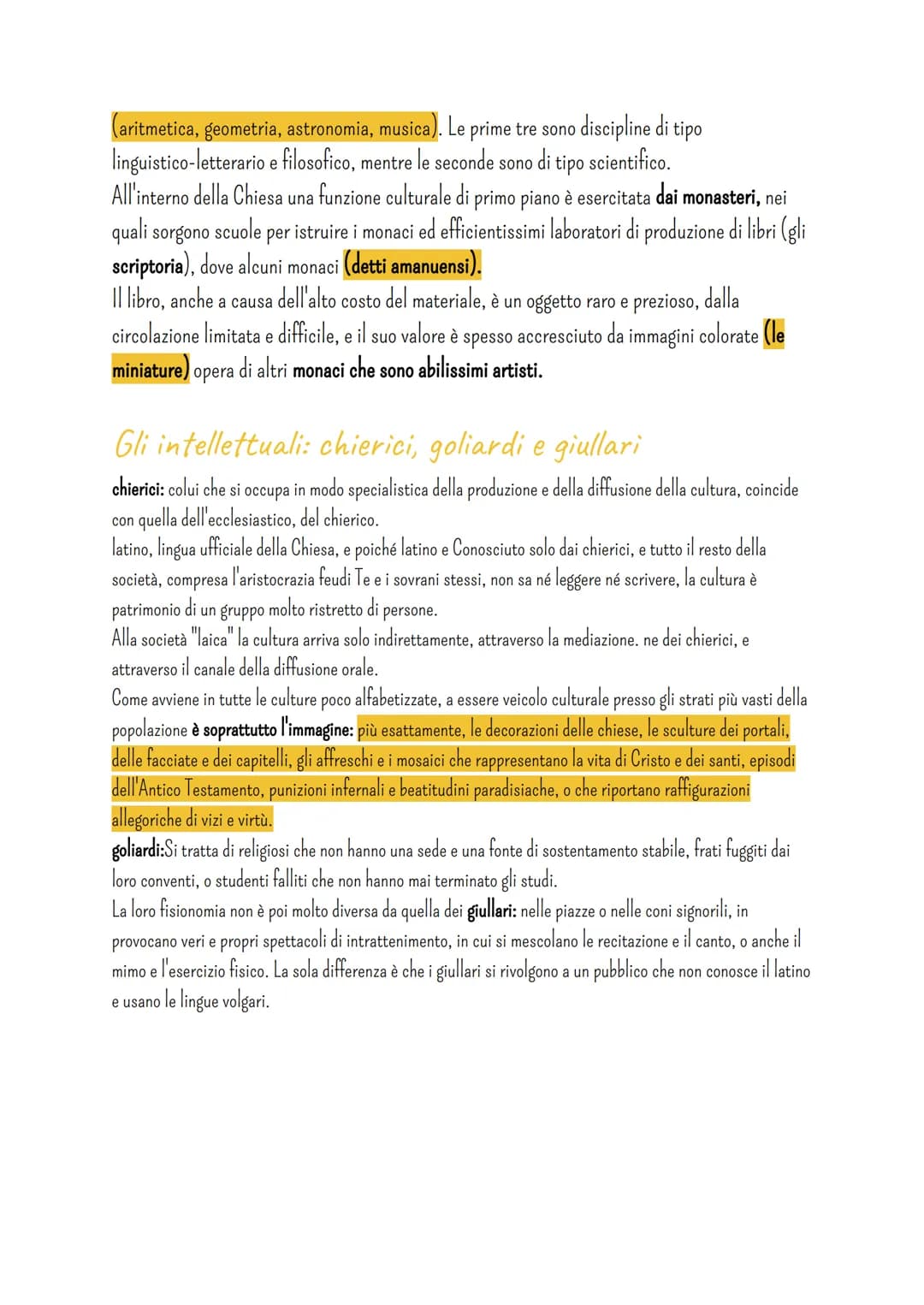 Letteratura
Il medioevo latino
Società e cultura
I primi testi letterari in volgare (la lingua parlata dal vulgus, il "popolo", distinta dal