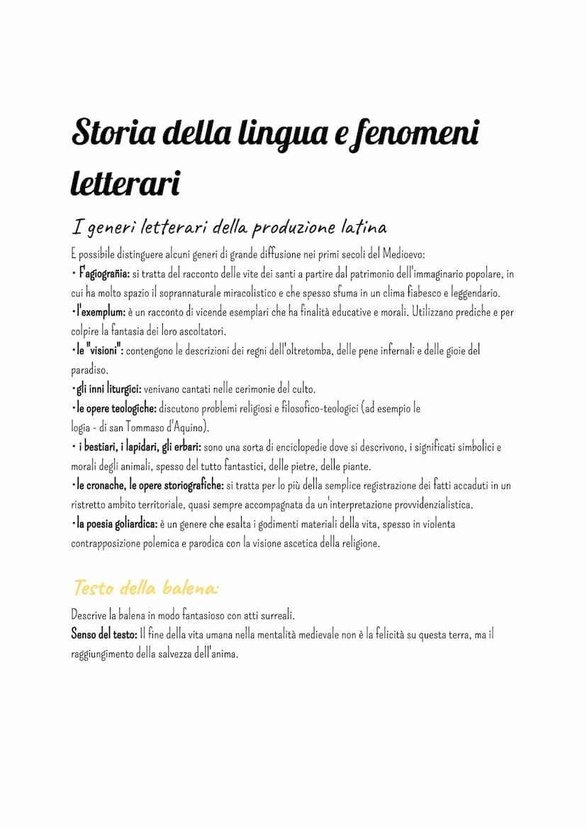 Letteratura
Il medioevo latino
Società e cultura
I primi testi letterari in volgare (la lingua parlata dal vulgus, il "popolo", distinta dal