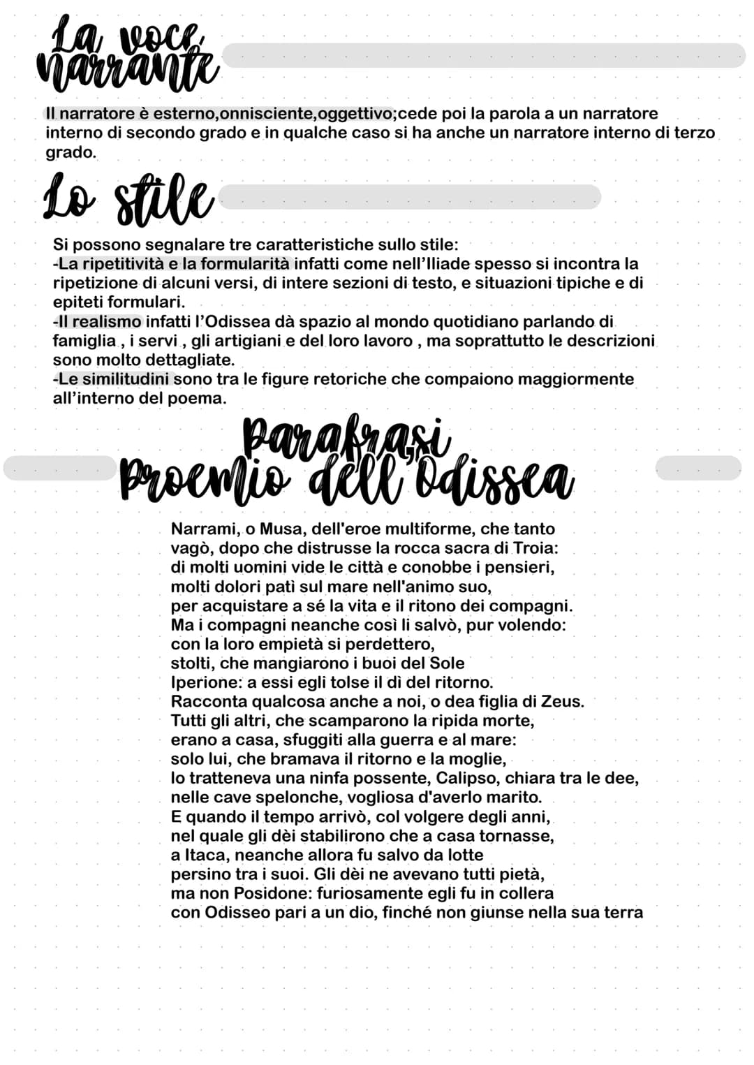 L'Odissea
La struttura
L'Odissea è insieme all'Iliade, l'opera che ha dato inizio alla letteratura greca e ha
influenzato l'intera letteratu