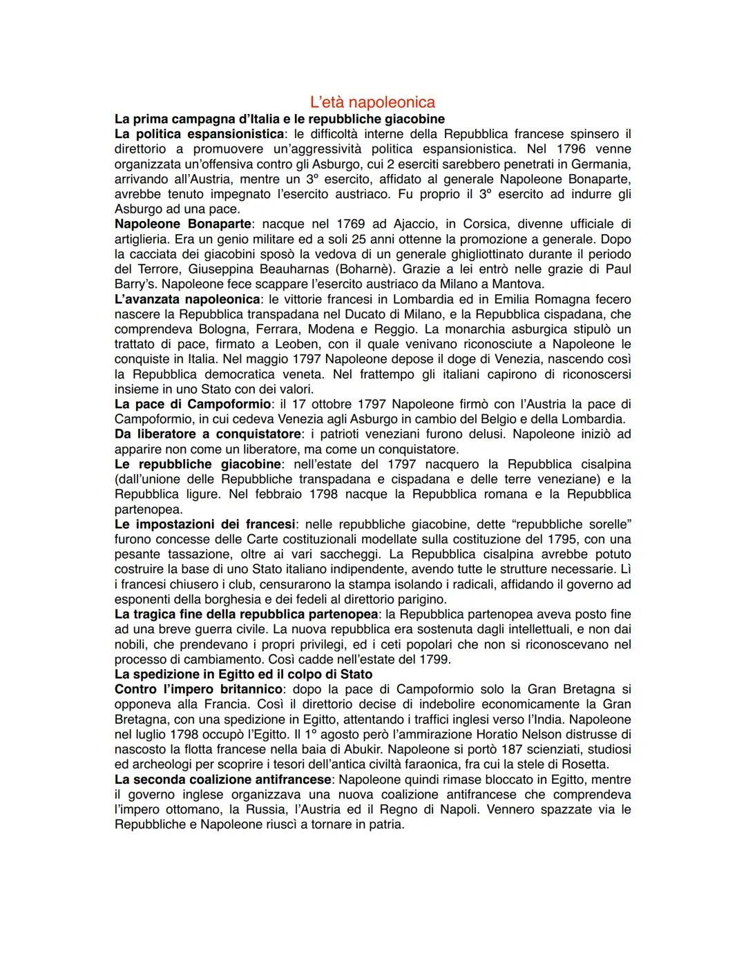 # L'età napoleonica

La prima campagna d'Italia e le repubbliche giacobine

La politica espansionistica: le difficoltà interne della Repubbl