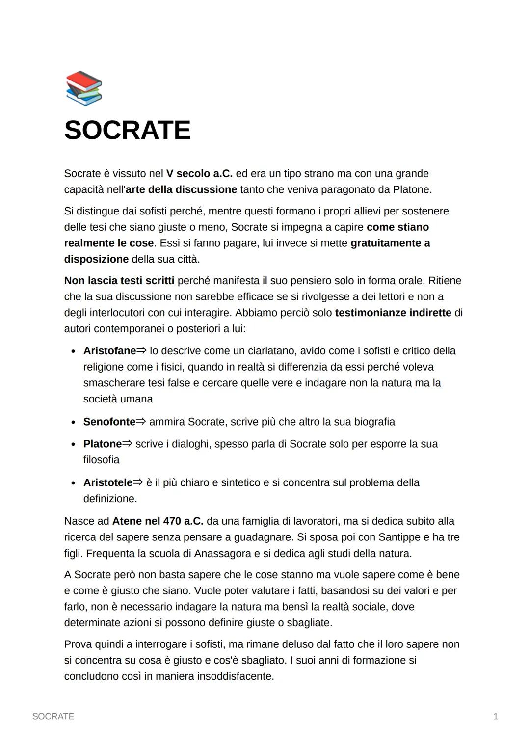 # SOCRATE

Socrate è vissuto nel V secolo a.C. ed era un tipo strano ma con una grande
capacità nell'arte della discussione tanto che veniva