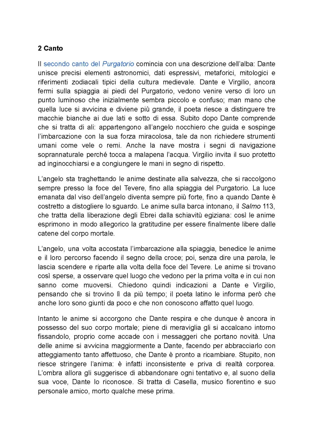 Analisi dettagliata e comprensione del canto II del Purgatorio