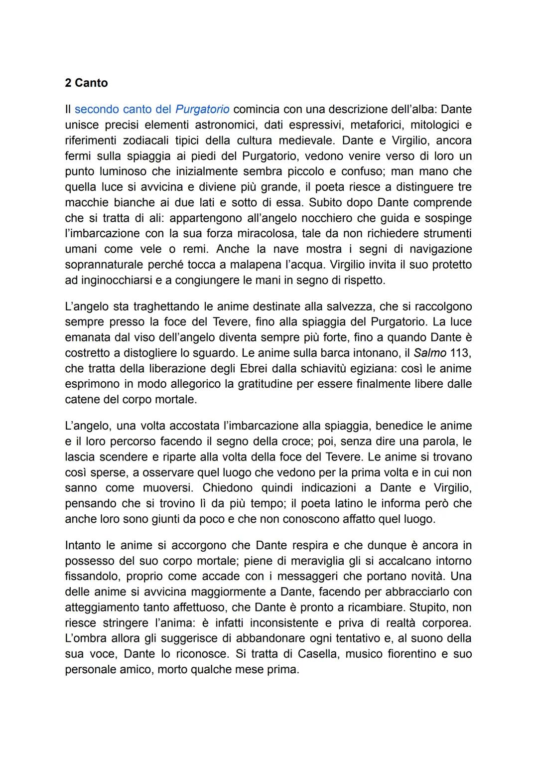 2 Canto
Il secondo canto del Purgatorio comincia con una descrizione dell'alba: Dante
unisce precisi elementi astronomici, dati espressivi, 
