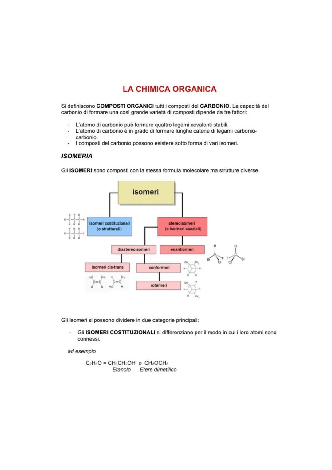 LA CHIMICA ORGANICA
Si definiscono COMPOSTI ORGANICI tutti i composti del CARBONIO. La capacità del
carbonio di formare una così grande vari