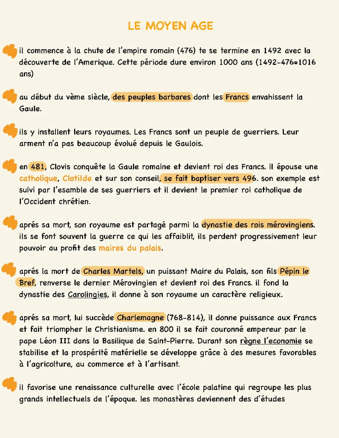 FRANCESE: le moyen age - le système fèodal - la vie quotidianne au moyen age - la religion chrérienne 