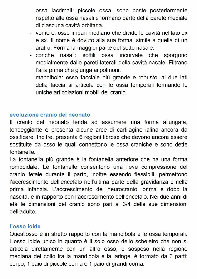 SISTEMA SCHELETRICO
Il nostro scheletro è un endoscheletro, formato da 206 ossa singole
connesse da 68 articolazioni.
Le ossa sono formate d