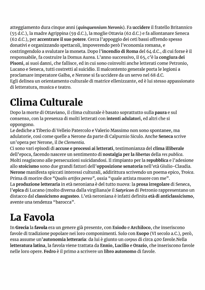 LATINO
❖ Età Giulio-Claudia
❖ Fedro
Seneca ܀ Età Augustea
Augusto sale al potere dopo un periodo di guerre civili, promettendo di riportare 