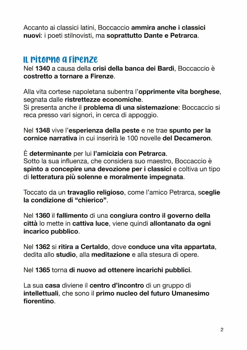 Giovanni Boccaccio
Nacque nel 1313, probabilmente a Certaldo, o forse a Firenze.
Figlio del mercante Boccaccino di Chellino.
Fu avviato ai p