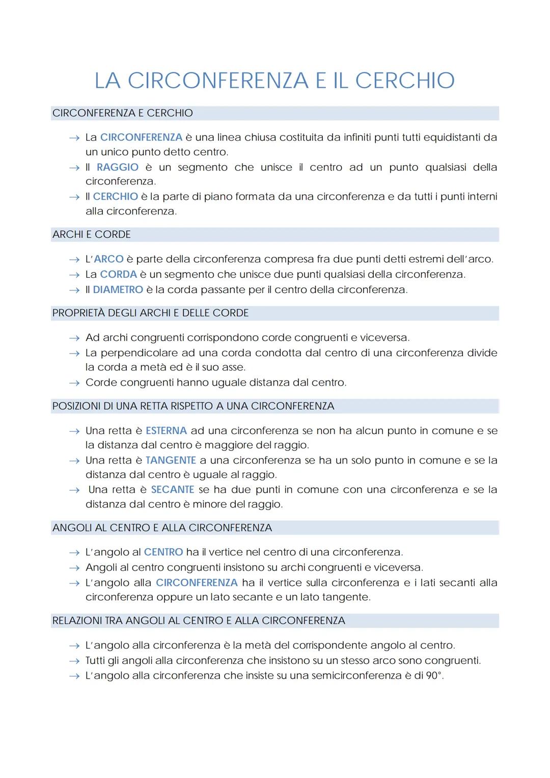 LA CIRCONFERENZA E IL CERCHIO
CIRCONFERENZA E CERCHIO
→ La CIRCONFERENZA è una linea chiusa costituita da infiniti punti tutti equidistanti 