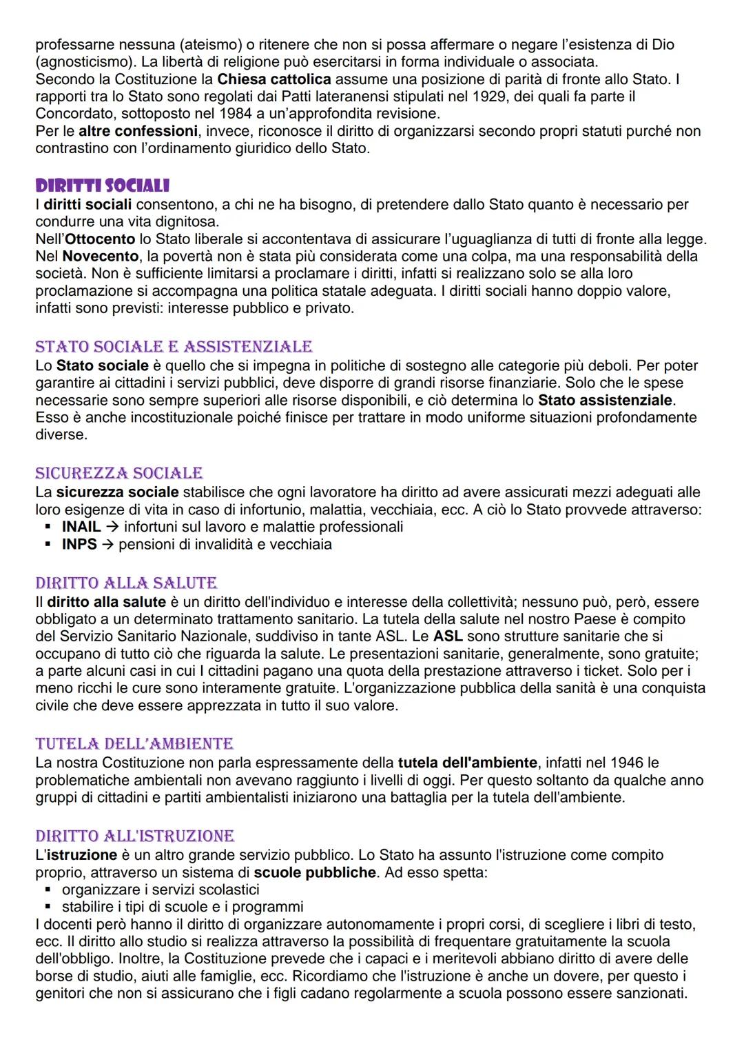 La costituzione
I diritti fondamentali sono divisi in quattro gruppi:
▪ diritti individuali → si dividono a loro volta in diritti di libertà