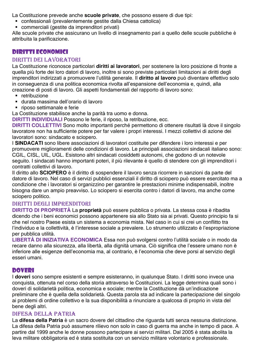 La costituzione
I diritti fondamentali sono divisi in quattro gruppi:
▪ diritti individuali → si dividono a loro volta in diritti di libertà