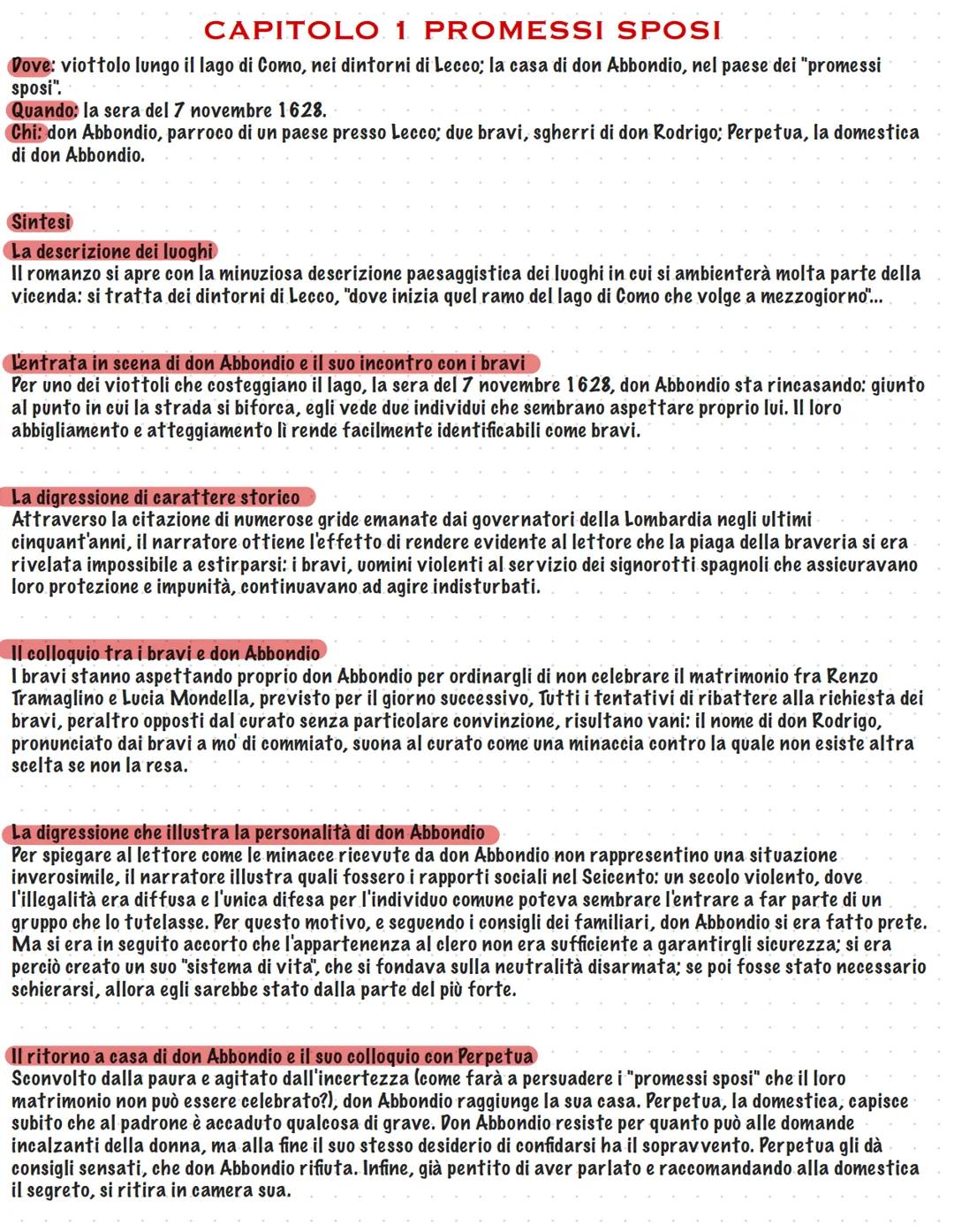 CAPITOLO 1 PROMESSI SPOSI
Dove: viottolo lungo il lago di Como, nei dintorni di Lecco; la casa di don Abbondio, nel paese dei "promessi
spos