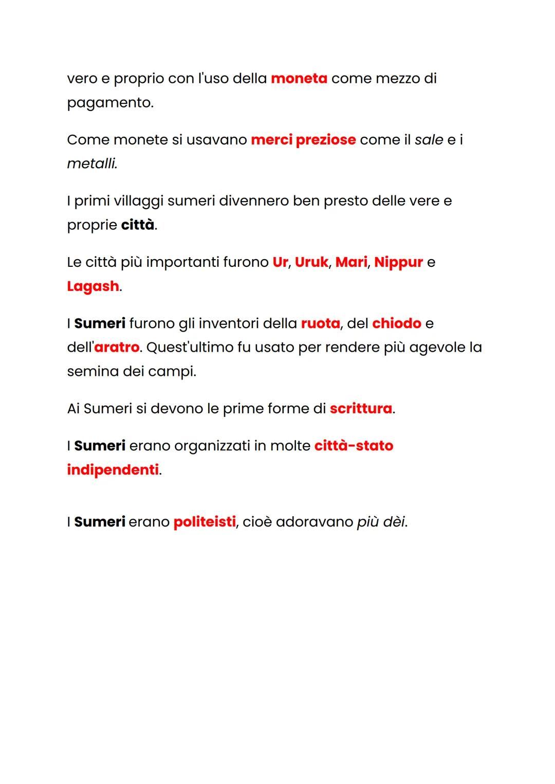 I SUMERI
Ancora oggi non sappiamo con sicurezza da dove sono
giunti i Sumeri:
• forse provenivano dall'altopiano dell'Iran;
• o forse dal te