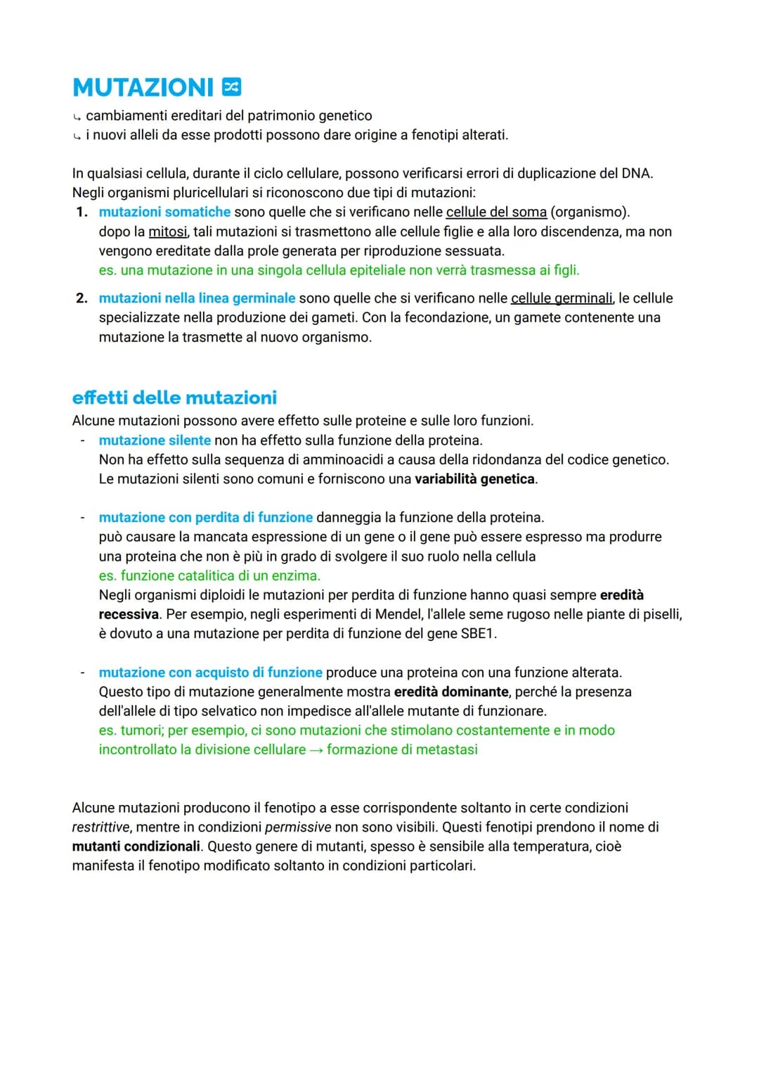 MUTAZIONI
cambiamenti ereditari del patrimonio genetico
i nuovi alleli da esse prodotti possono dare origine a fenotipi alterati.
In qualsia