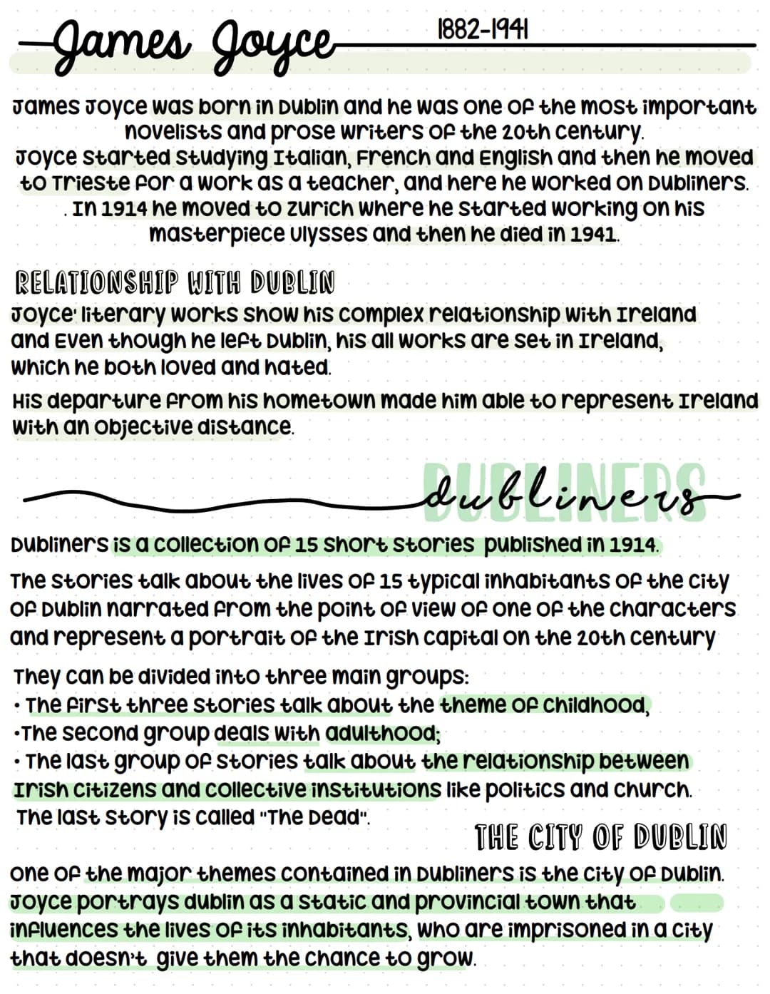 alysses
Ulysses is a long and complex novel set in Dublin. The events happened
in one single day: 16 June 1904. It is composed of 18 episode