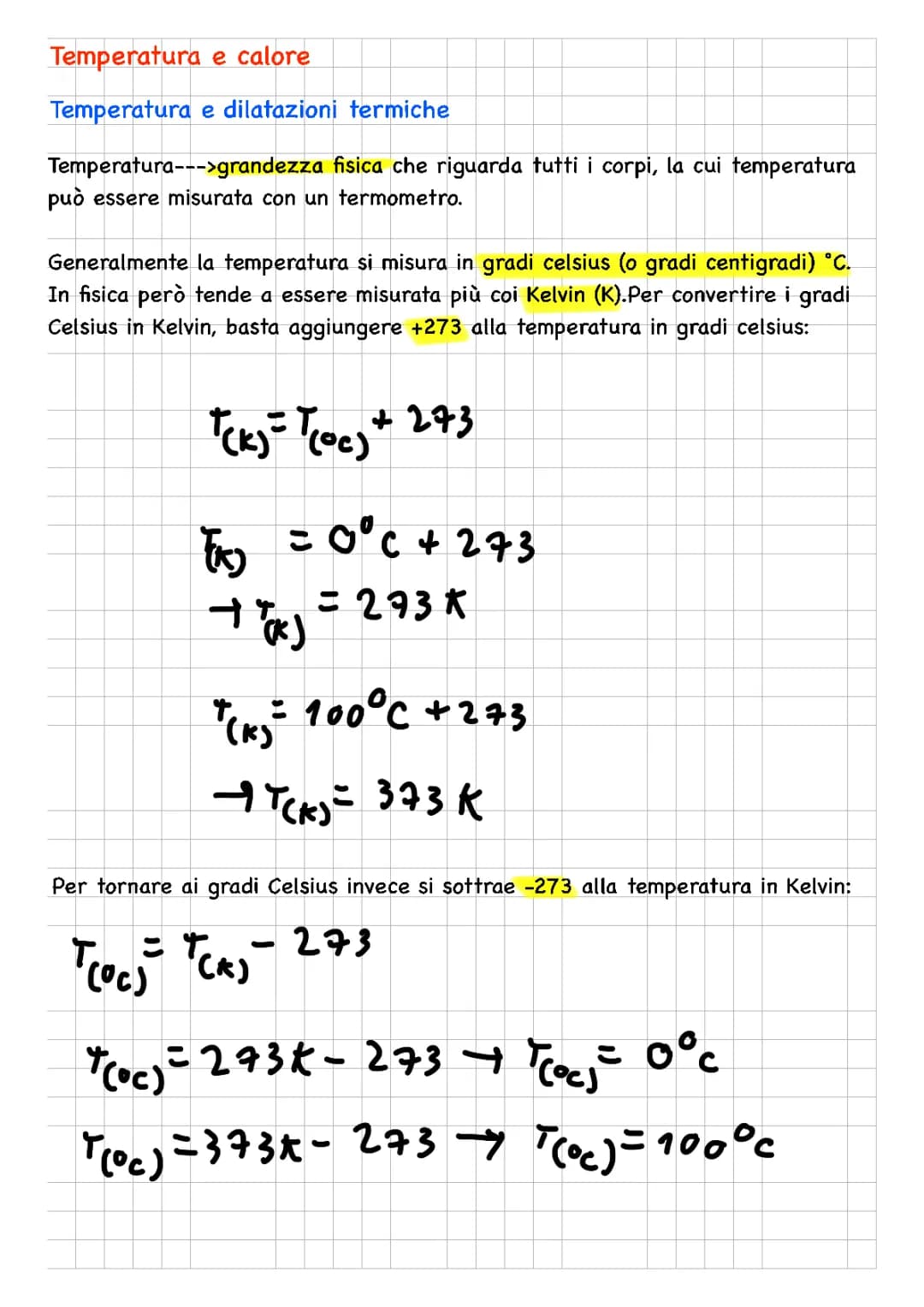 Riassunto su temperatura e calore
