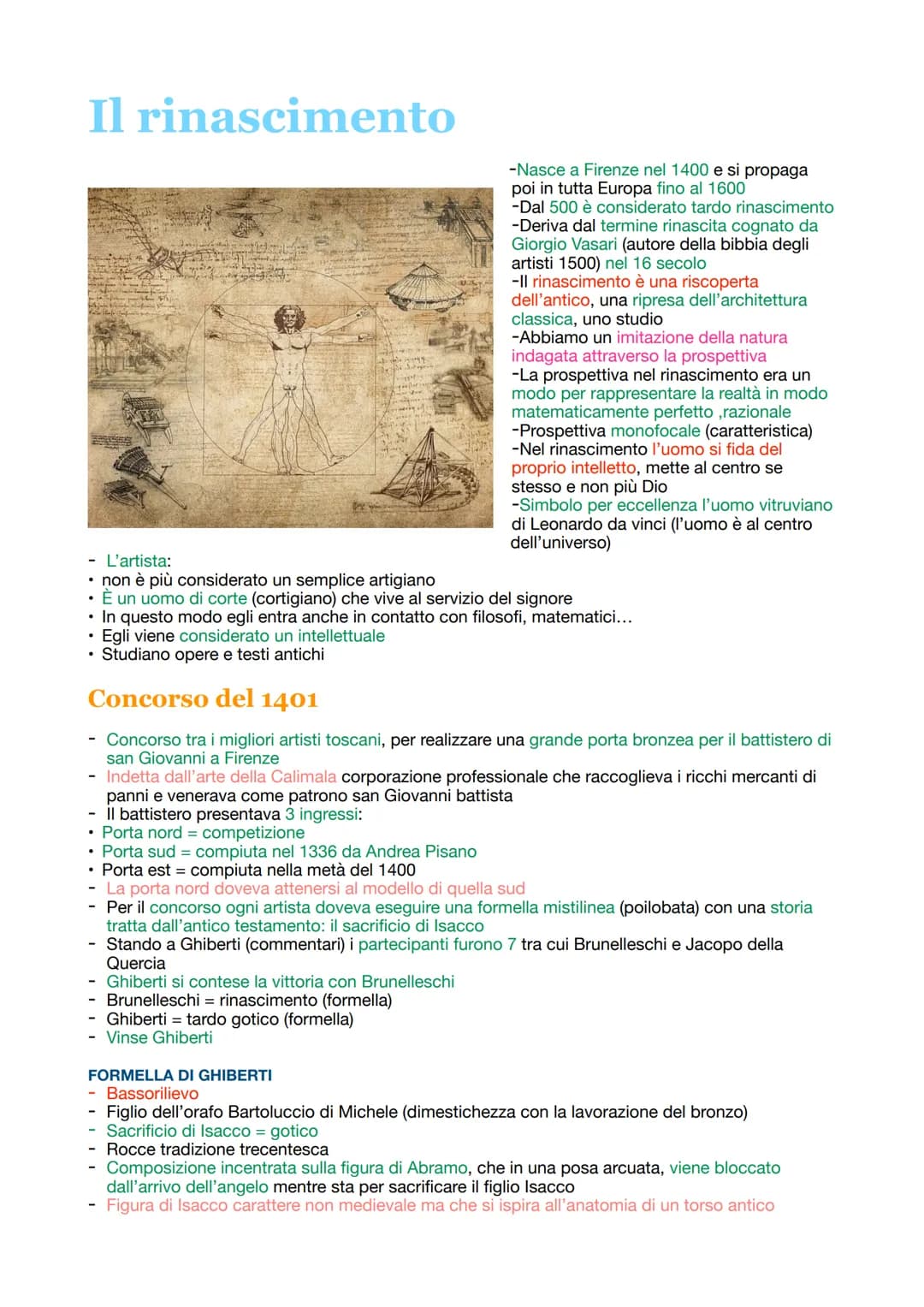 Il rinascimento
t
-Nasce a Firenze nel 1400 e si propaga
poi in tutta Europa fino al 1600
-Dal 500 è considerato tardo rinascimento
-Deriva 