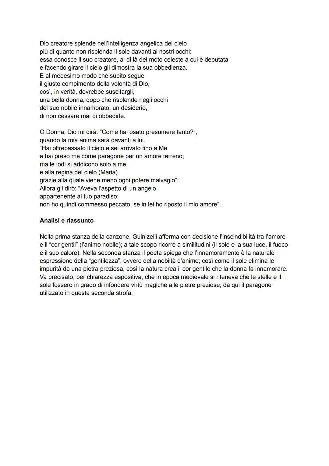 Parafrasi "Al cor gentil rempaira sempre amore" di G. Guinizelli
L'amore trova sempre riparo nel cuore nobile
così come l'uccello lo trova n