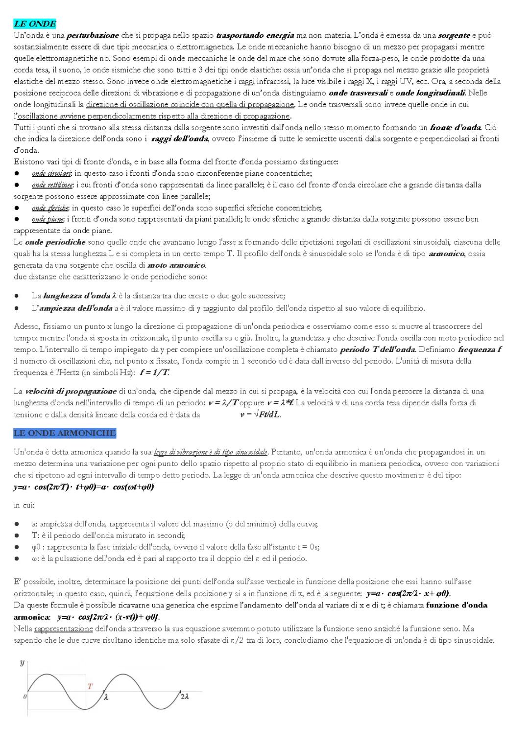 Le onde, il suono e i fenomeni luminosi