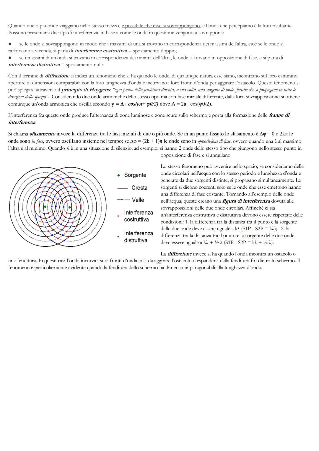 LE ONDE
Un'onda è una perturbazione che si propaga nello spazio trasportando energia ma non materia. L'onda è emessa da una sorgente e può
s
