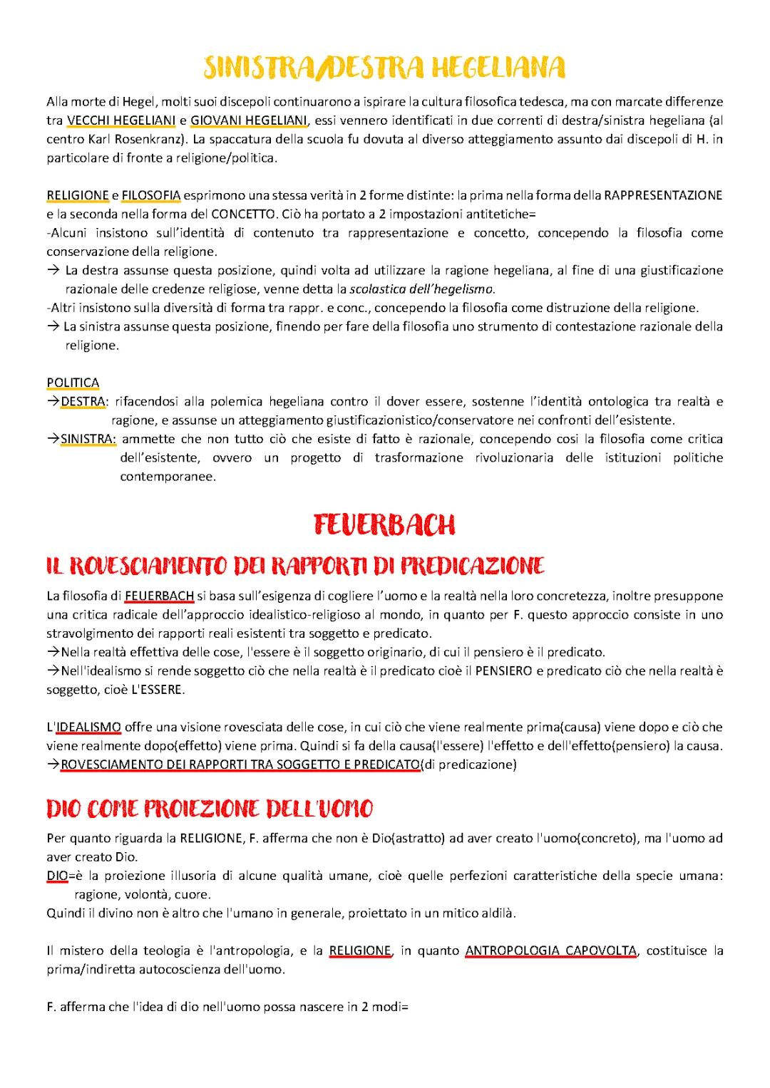 feuerbach/sinistra e destra hegeliana