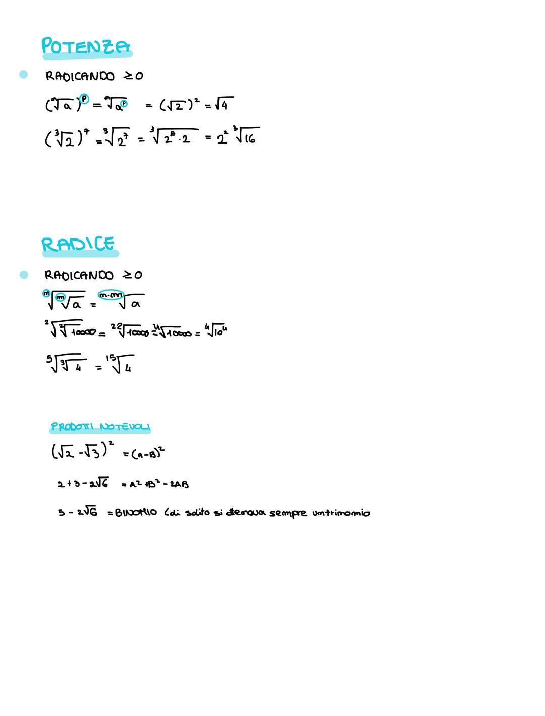 INDICE
Solo avaneri
maturati
se mom si vede
vale 2
RADICALE
$\sqrt[m]{a} = b$
RAPICANDO
$\sqrt[m]{a} = b <=> b^m=a$
Se e solo se
$\sqrt[2]{-