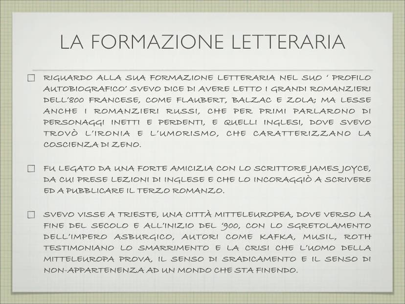ITALO SVEVO
(1861-1928)
A CURA DI MARIA ELISABETTA LORICCHIO LA VITA
ITALO SVEVO, CHE NASCE A TRIESTE NEL 1861, È LO PSEUDONIMO DI
ETTORE SC