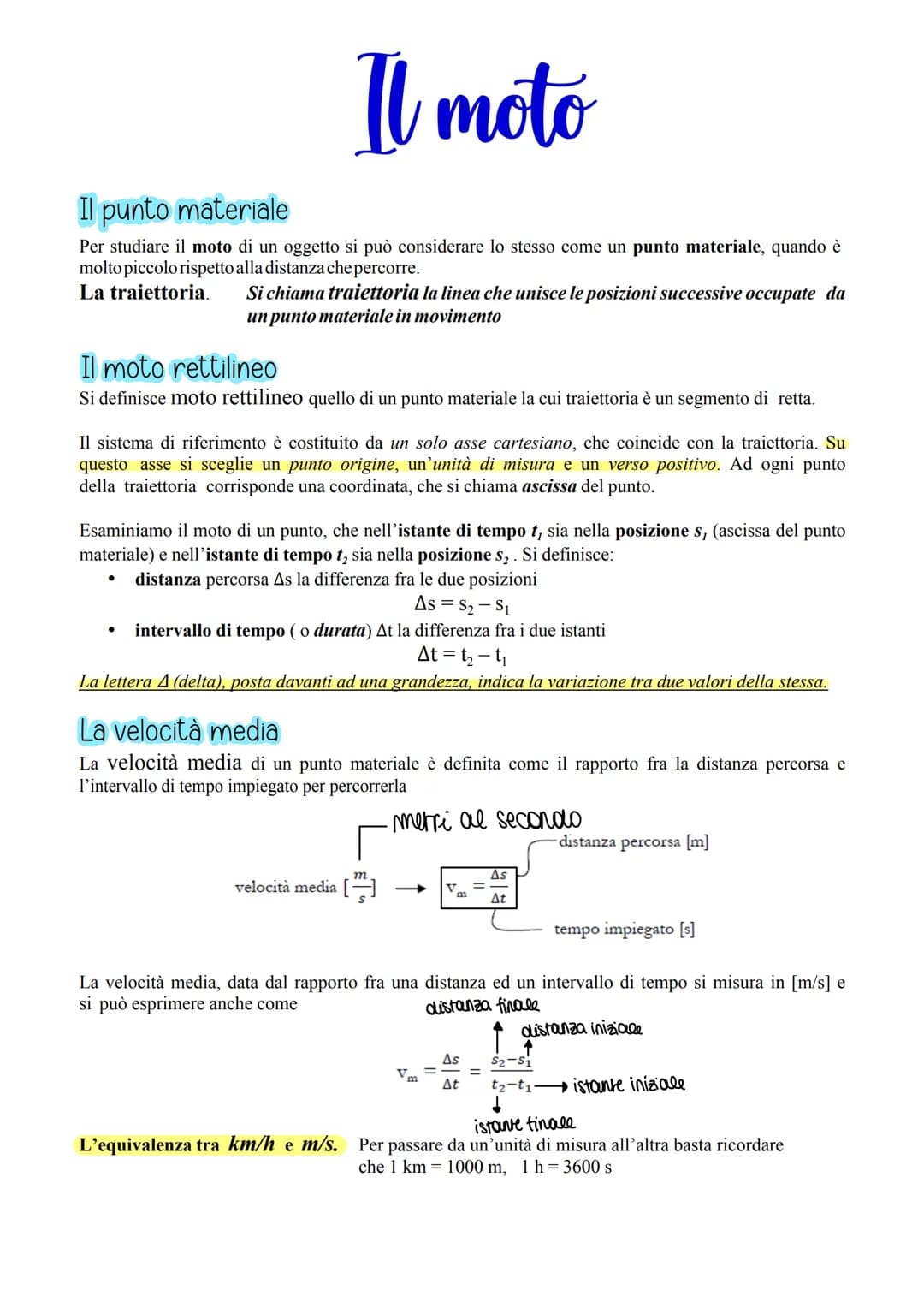 Il moto
Il punto materiale
Per studiare il moto di un oggetto si può considerare lo stesso come un punto materiale, quando è
molto piccolo r