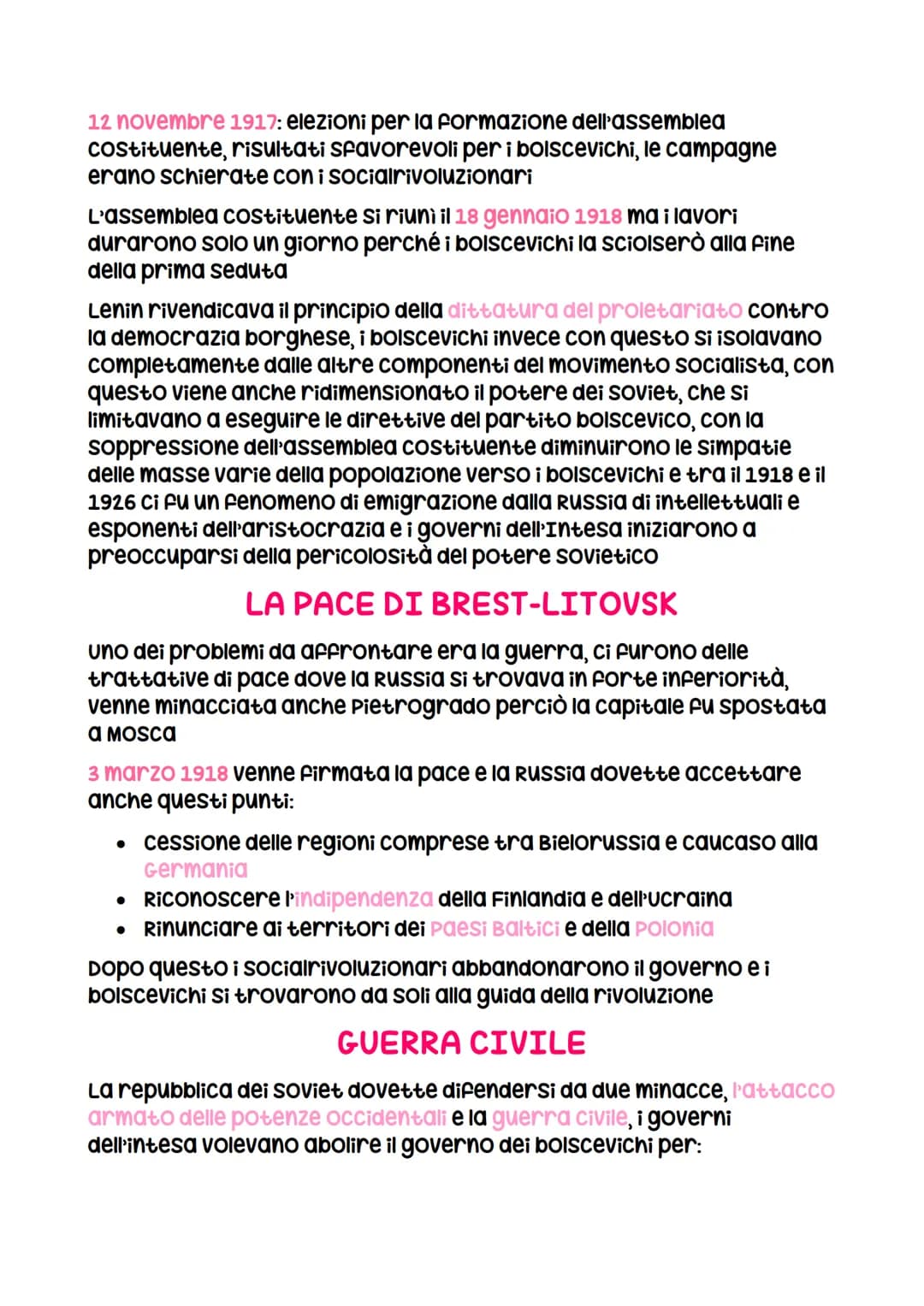 12 novembre 1917: elezioni per la formazione dell'assemblea
costituente, risultati sfavorevoli per i bolscevichi, le campagne
erano schierat