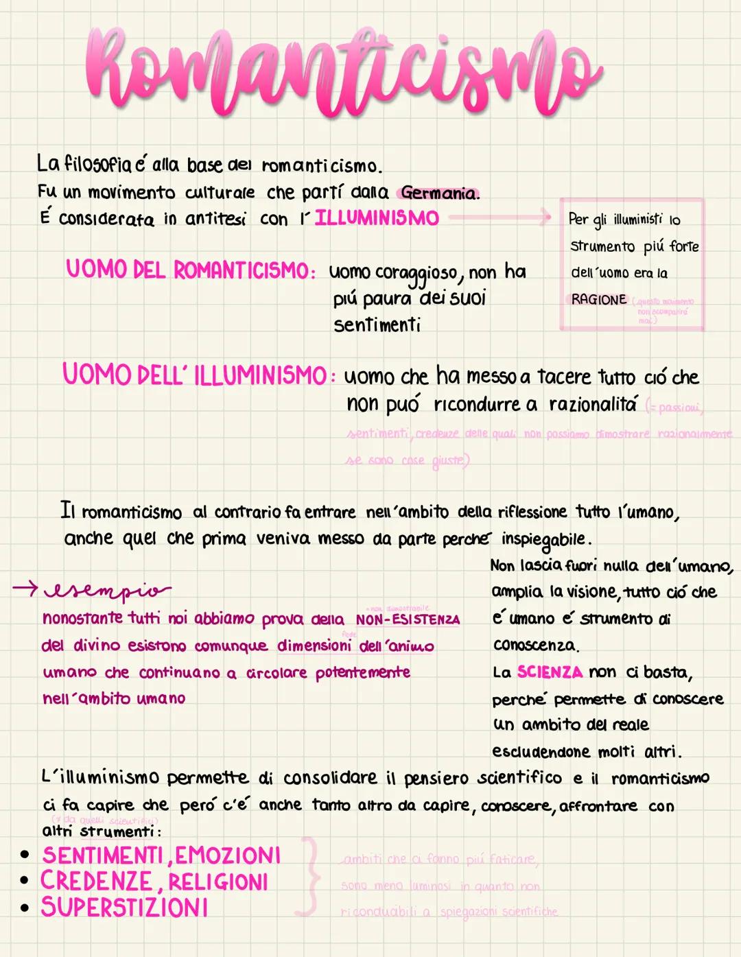 Romanacismo
La filosofia e alla base del romanticismo.
Fu un movimento culturale che partí dalla Germania.
É considerata in antitesi con l'I