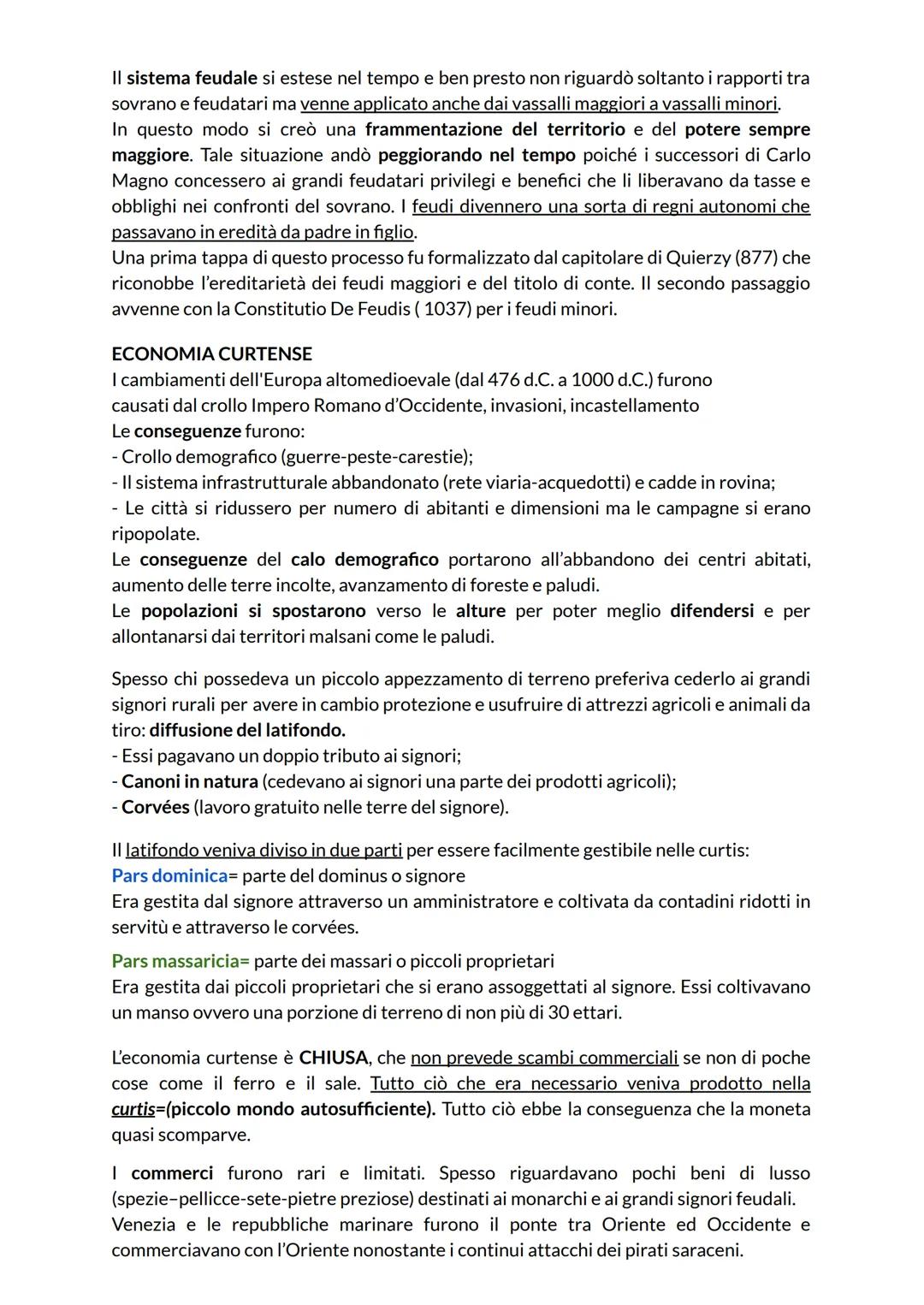 II MEDIOEVO è il periodo che va dal crollo dell'impero romano 476 d.C. alla scoperta
dell'America nel 1492, quindi si suddivide in due parti