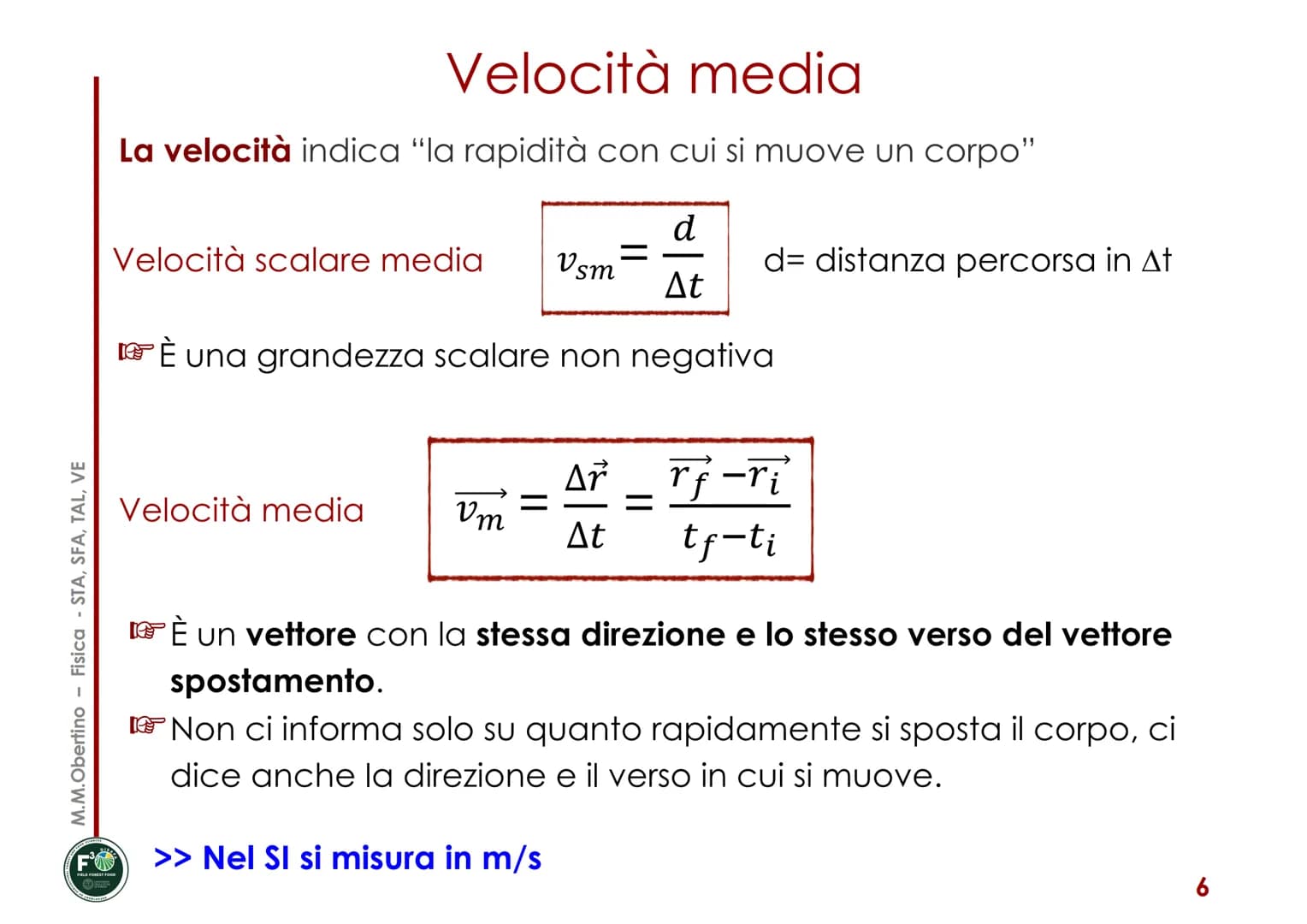 MECCANICA
Corso di Fisica
Maria Margherita Obertino
Università degli Studi di Torino - DISAFA
■
■
CINEMATICA
Posizione, spostamento
■ Veloci
