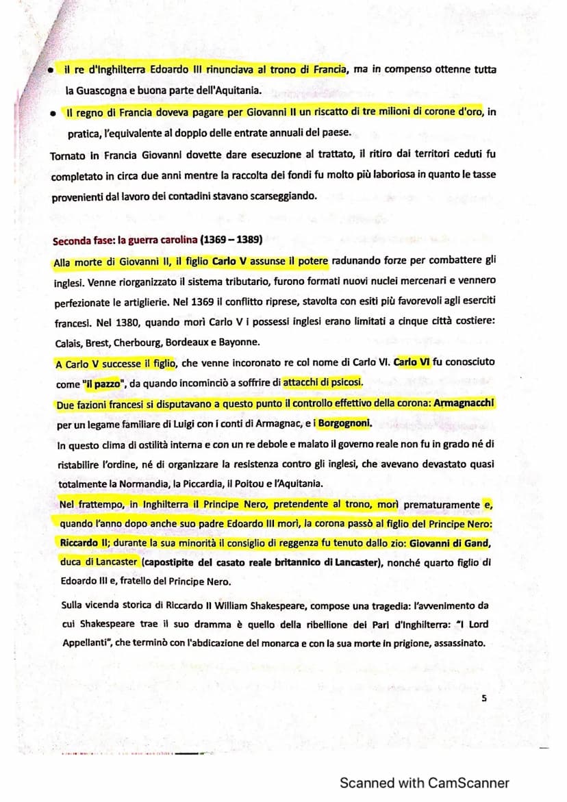 La guerra dei Cent'anni
1337 1453
All'inizio del Trecento la Francia era uno dei regni più forti e importanti dell'Occidente; basti
pensare 
